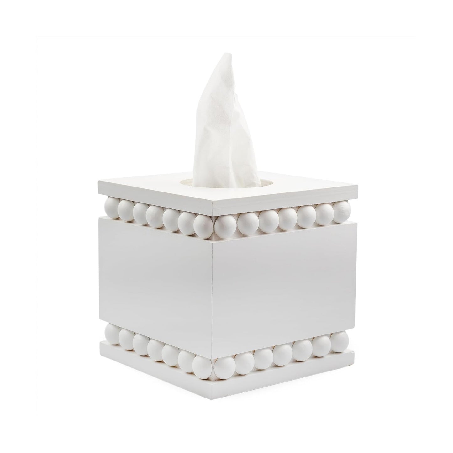 Rustic Farmhouse Wood Tissue Holder / Square / White