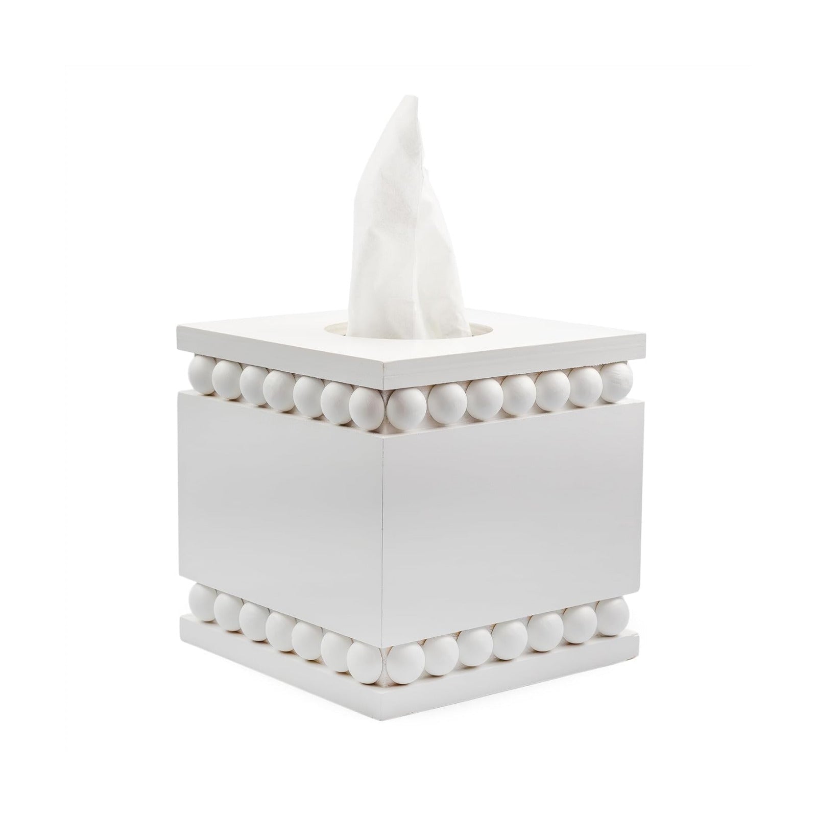 Rustic Farmhouse Wood Tissue Holder / Square / White