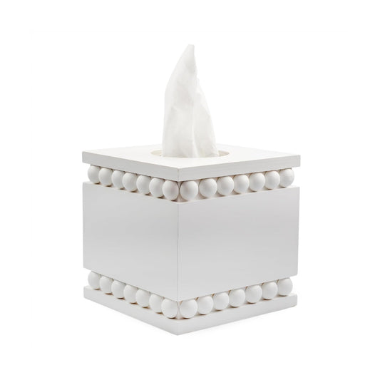 Rustic Farmhouse Wood Tissue Holder / Square / White