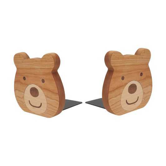 Little Bear Bookli Cartoon Bear Shaped Bookends Wooden Book Stands for Kids Home Office / Set of 2