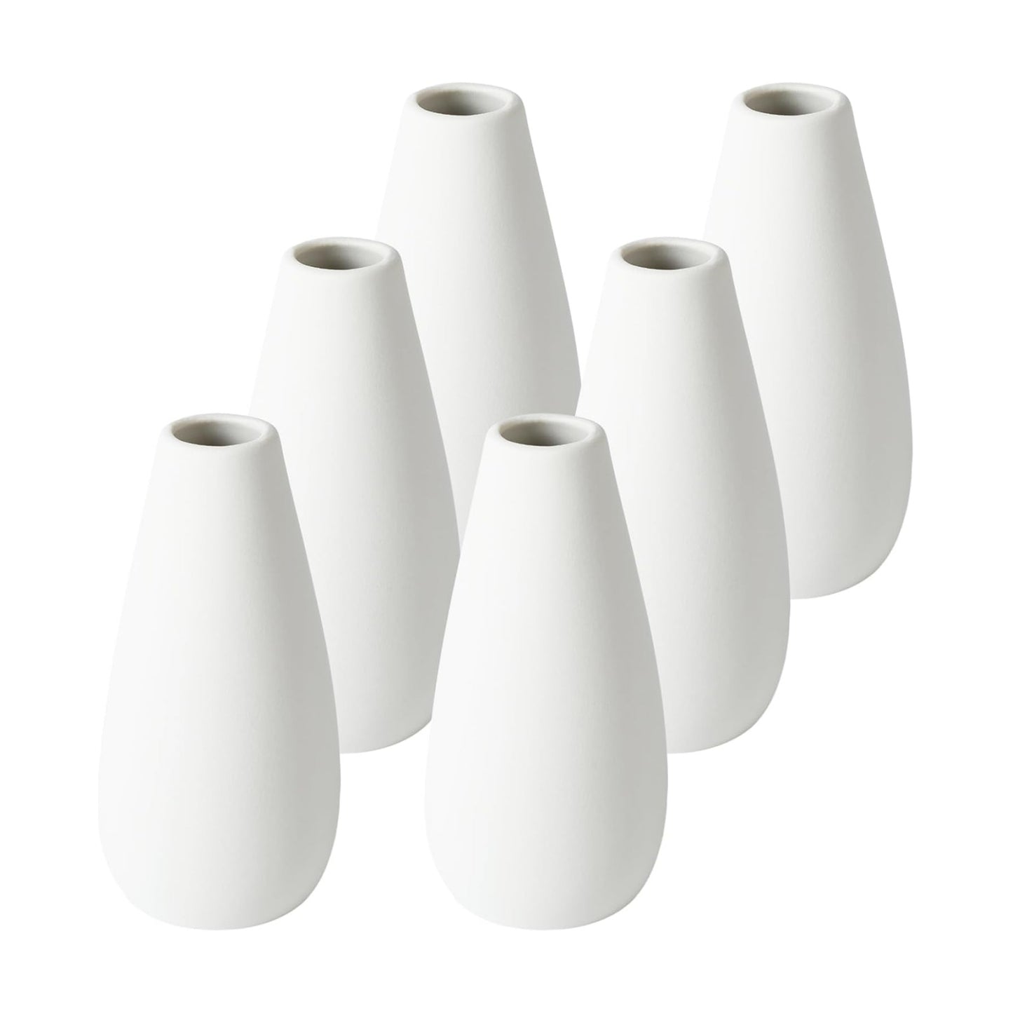 White Ceramic Vases / Medium / White-c / 6 Inch / Set of 6