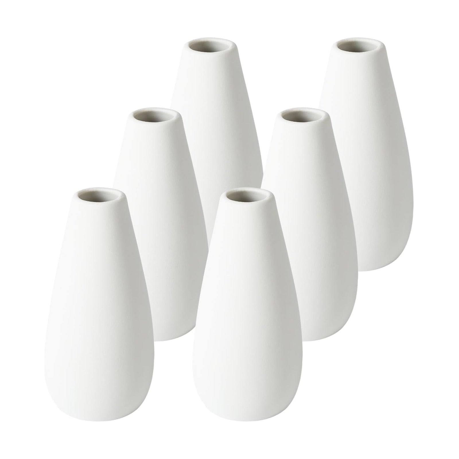 White Ceramic Vases / Medium / White-c / 6 Inch / Set of 6