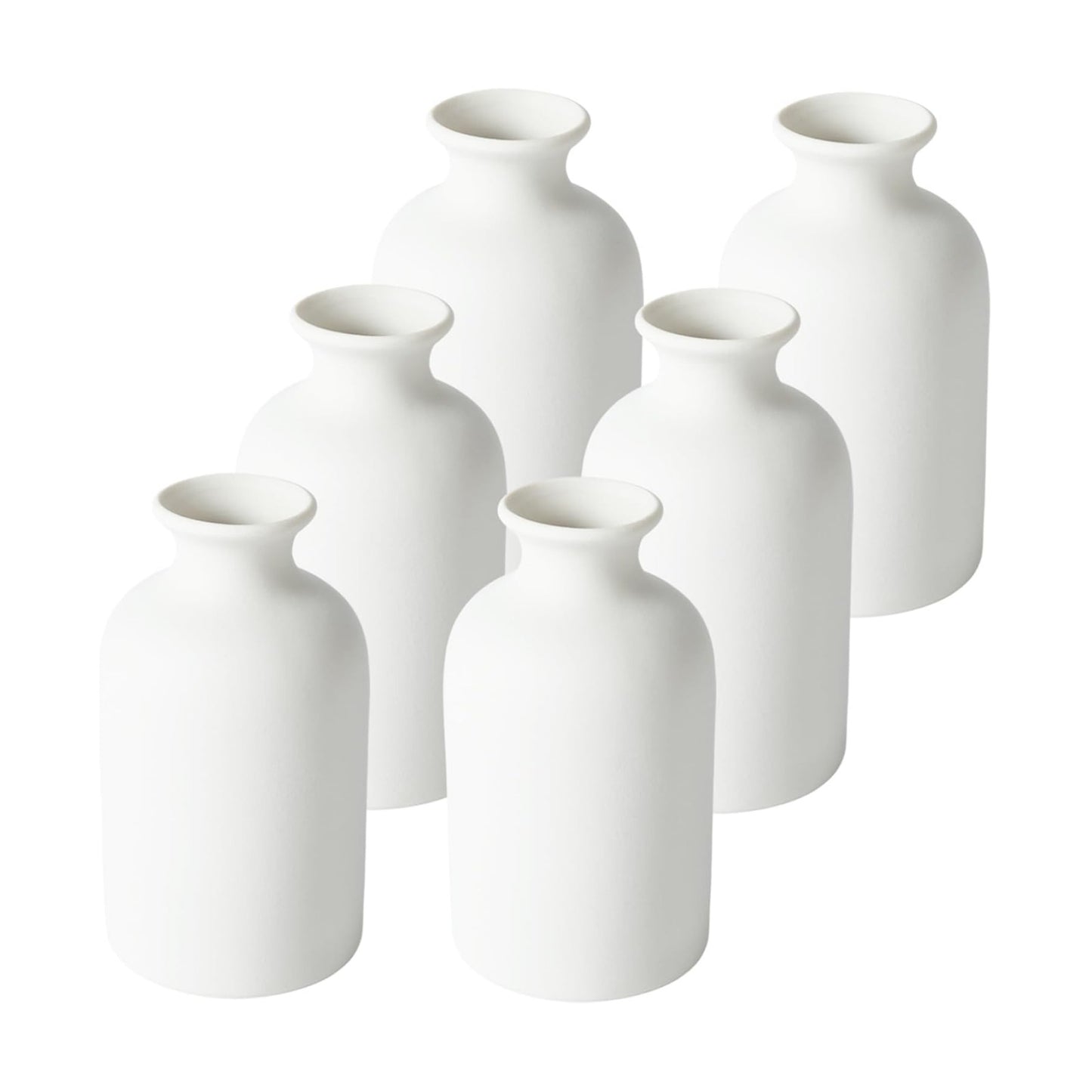 White Vase Ceramic Vases / Medium / White-a / 5.6 Inch / Set of 6