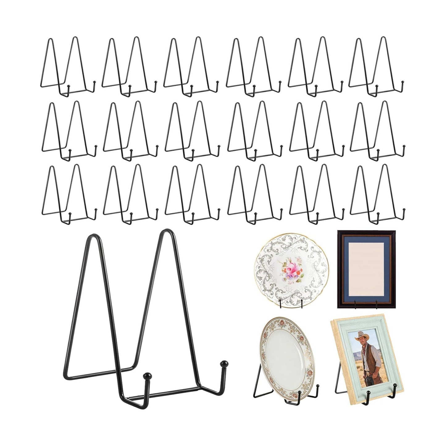 Metal Photo Picture Stands / Black / 6 Inch / Set of 20
