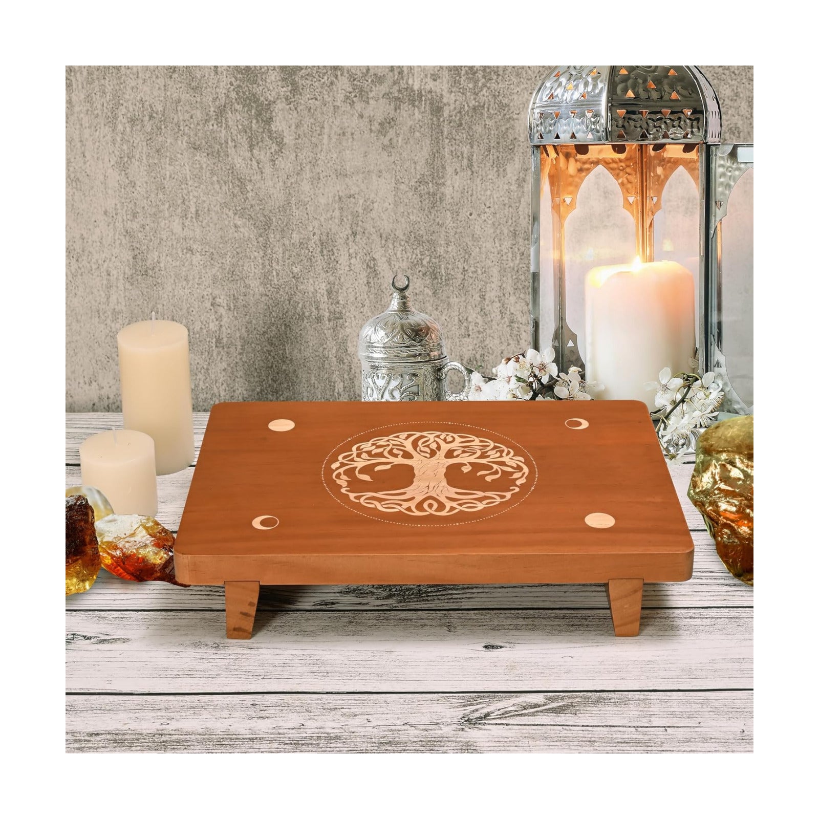 Decorative Riser Wood Tray / Art Deco