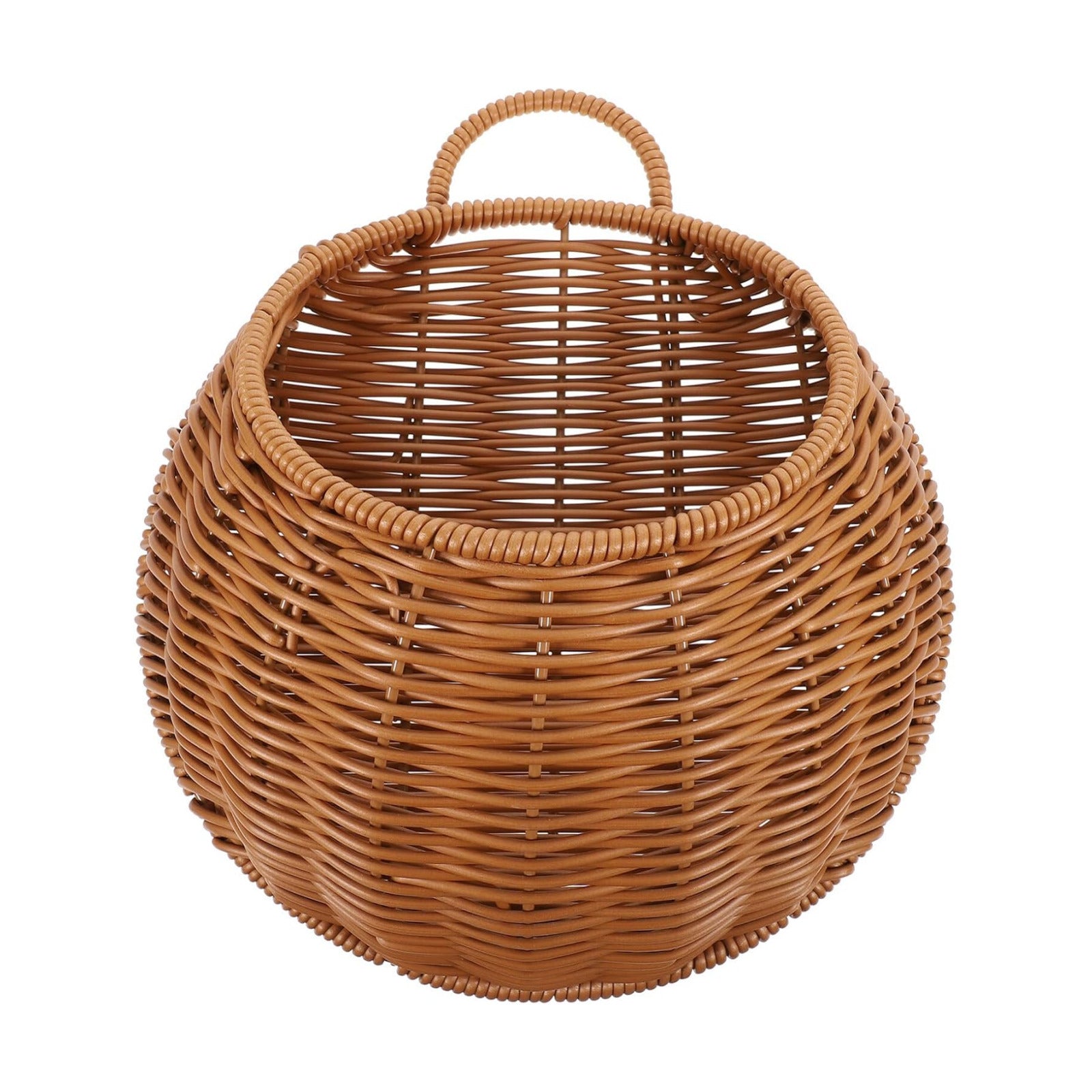Wall Hanging Flower Basket Lightweight Woven Rattan Plant Holder / 10.62 x 9.25 x 3.93