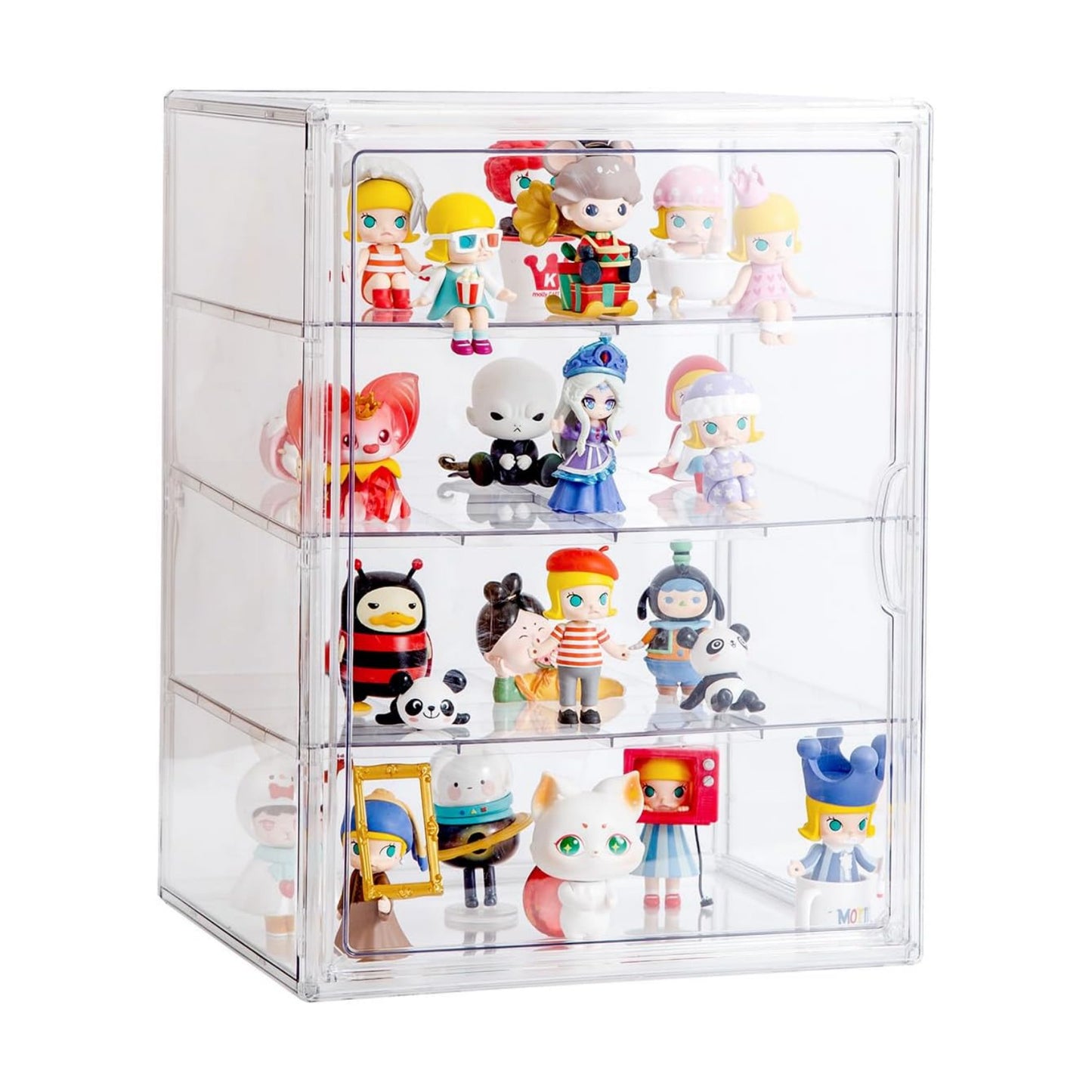 BOHOIDEE 4 Tiers Clear Acrylic Display Case for Closet, Purse Storage Organizers Box, Plastic Storage Bins with 3