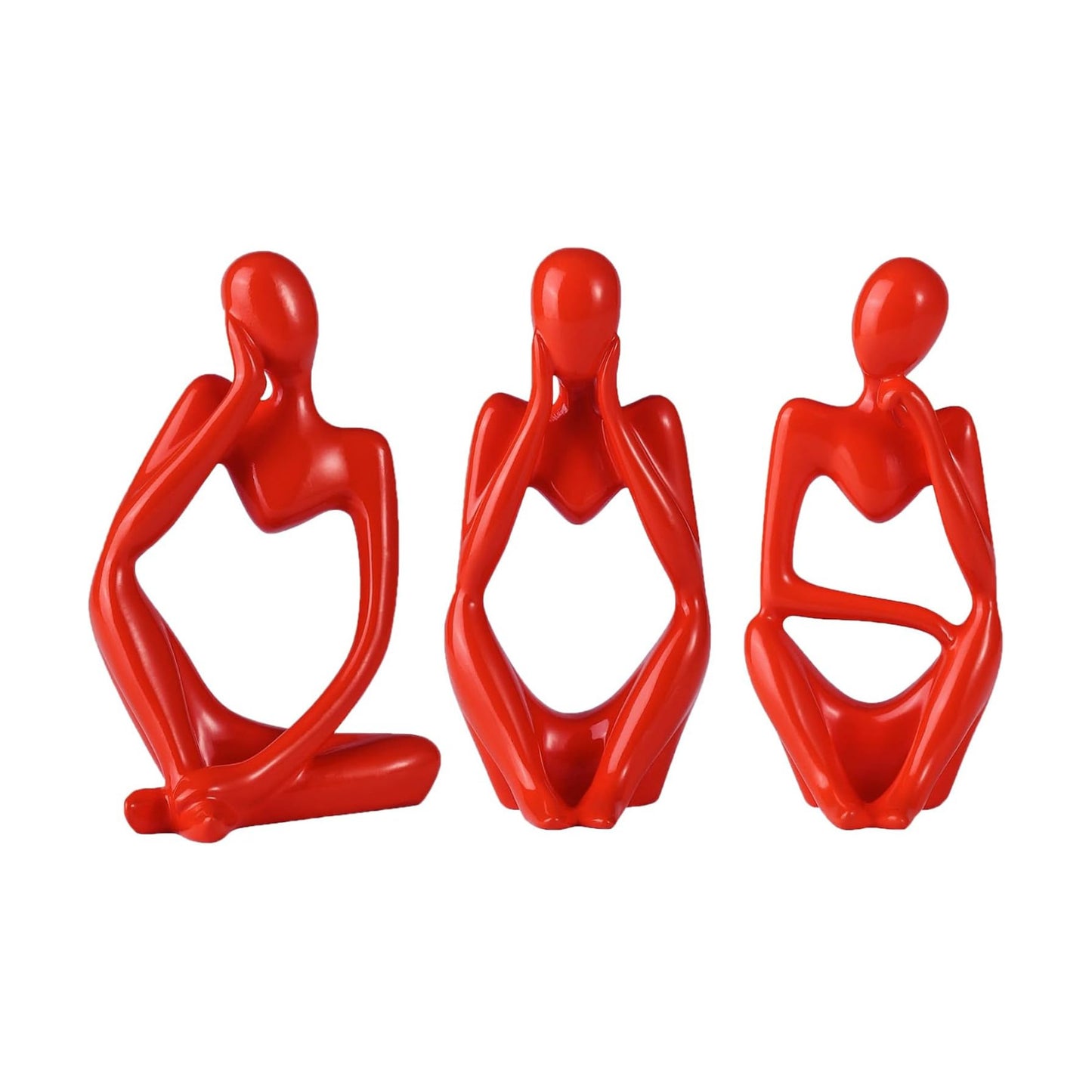 Home Decor Bathroom Decoration Thinker Statue Sets Resin Abstract Sculpture Living / Red / Set of 3