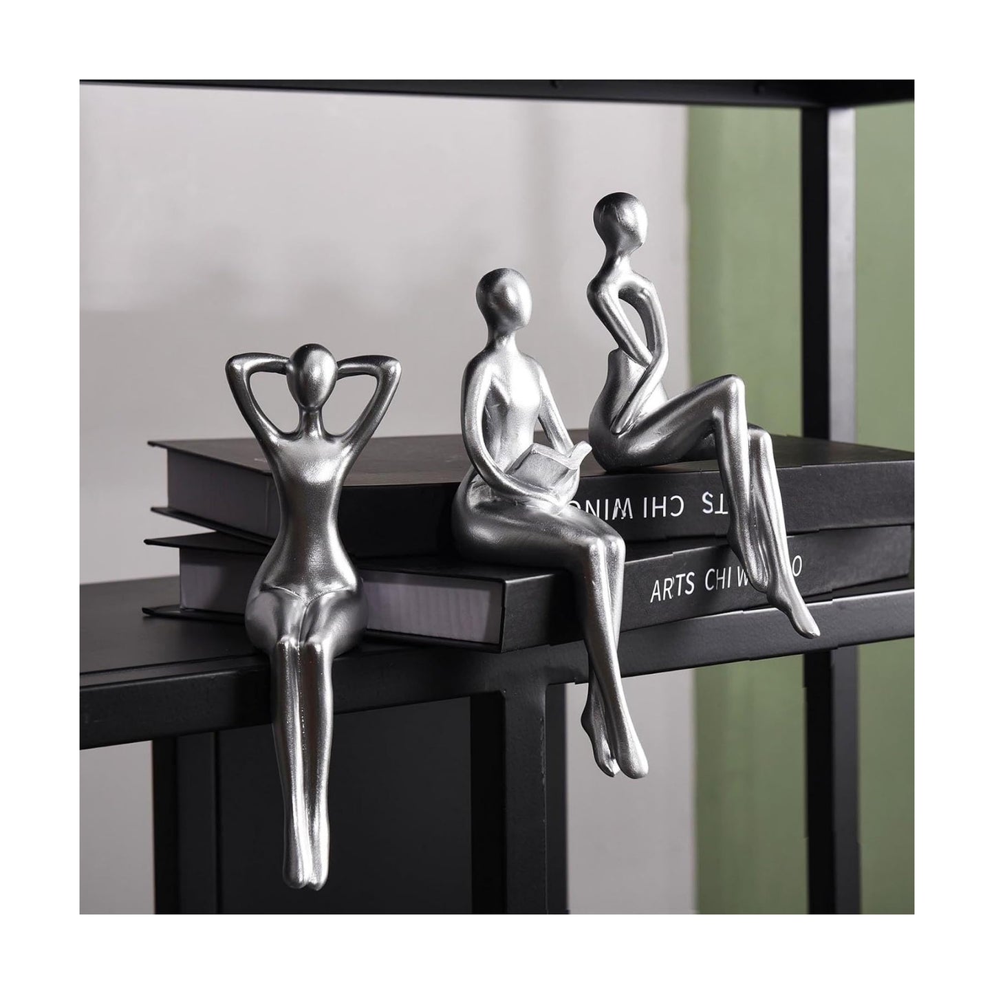 Thinker Statue Office Desk Decor / Silver