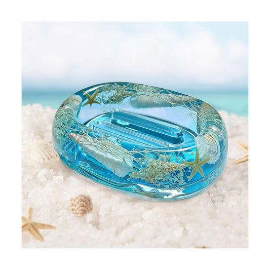 Soap Dish Acrylic w/Nature Seashell Bar Soap Holder Shower Soap Tray