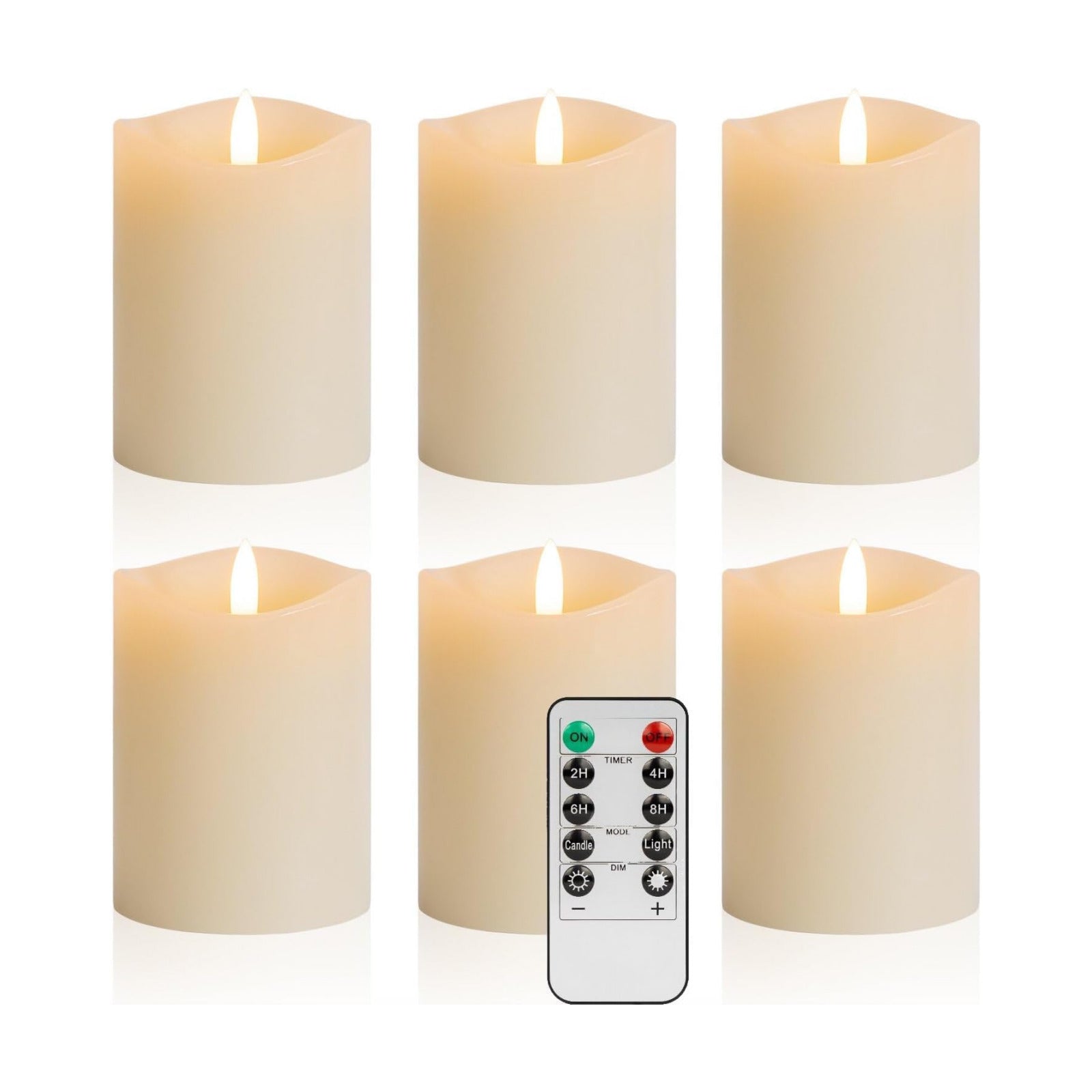 3 x 4 Inch Flameless Candles with Remote Set of 6 for Wedding Decor | Real Wax Battery Candles, Flickering LED Candles