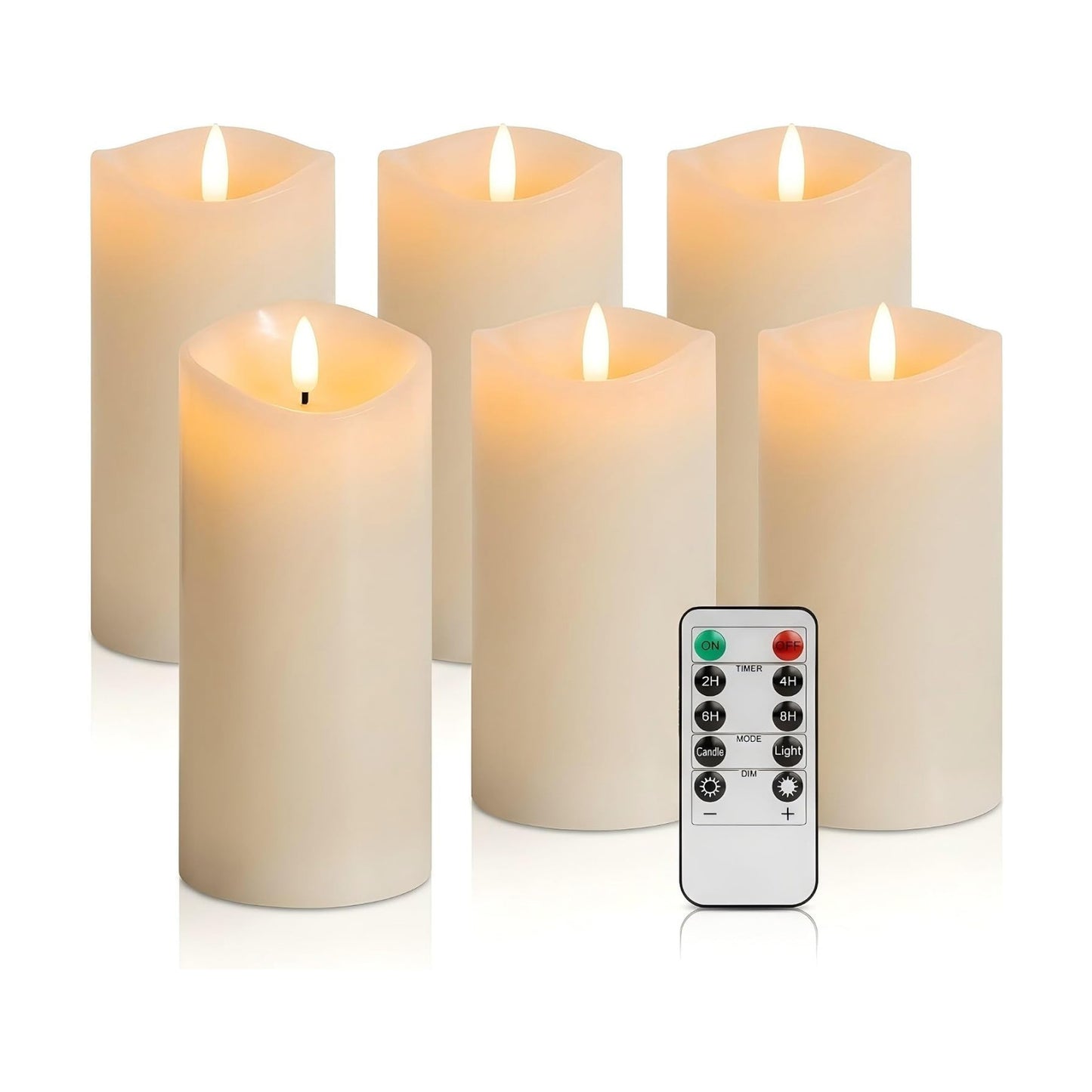 Real Wax Flameless Candles with Remote, 3 x 6 LED Pillar Candles | Flickering Battery Operated Candles with Timer