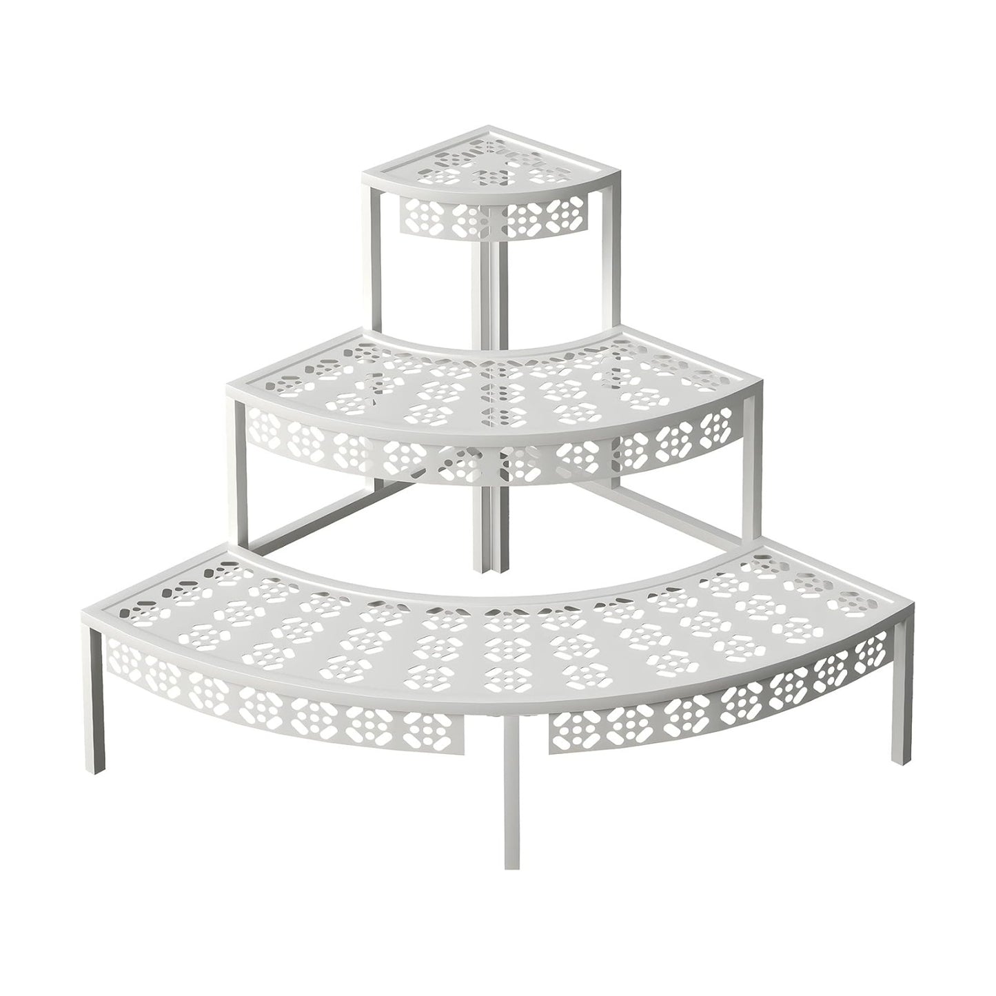 aboxoo 3-Tier Metal Plant Stand, Quarter Round Stair-Step Corner Shelf | Holds multiple flower pots,Indoor/outdoor