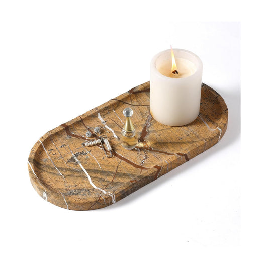 Candles / Countertop Organizer / Brown Red Marble-rainforest Gold / 12 x 6 x 0.8