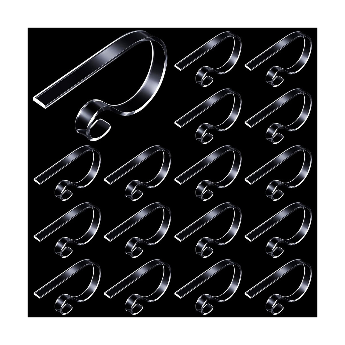 Jetec 16 Pieces Clear Acrylic Stocking Hanger Hooks Nonslip for Mantle