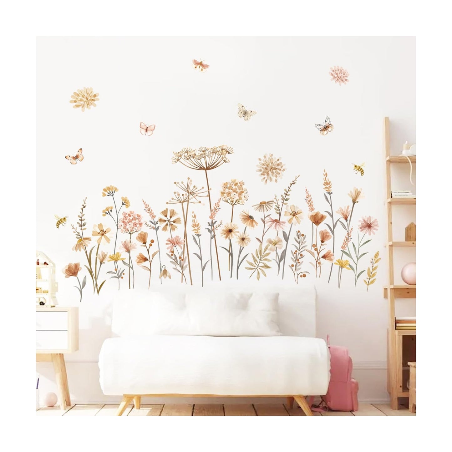 Boho Flower Wall Decals Wildflower Floral Dandelion Grass Wall Stickers Baby Nursery Girls Bedroom