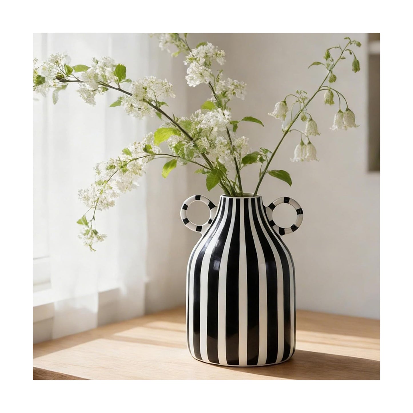 Minimalist Funky Boho Home Accent Vase / Black White