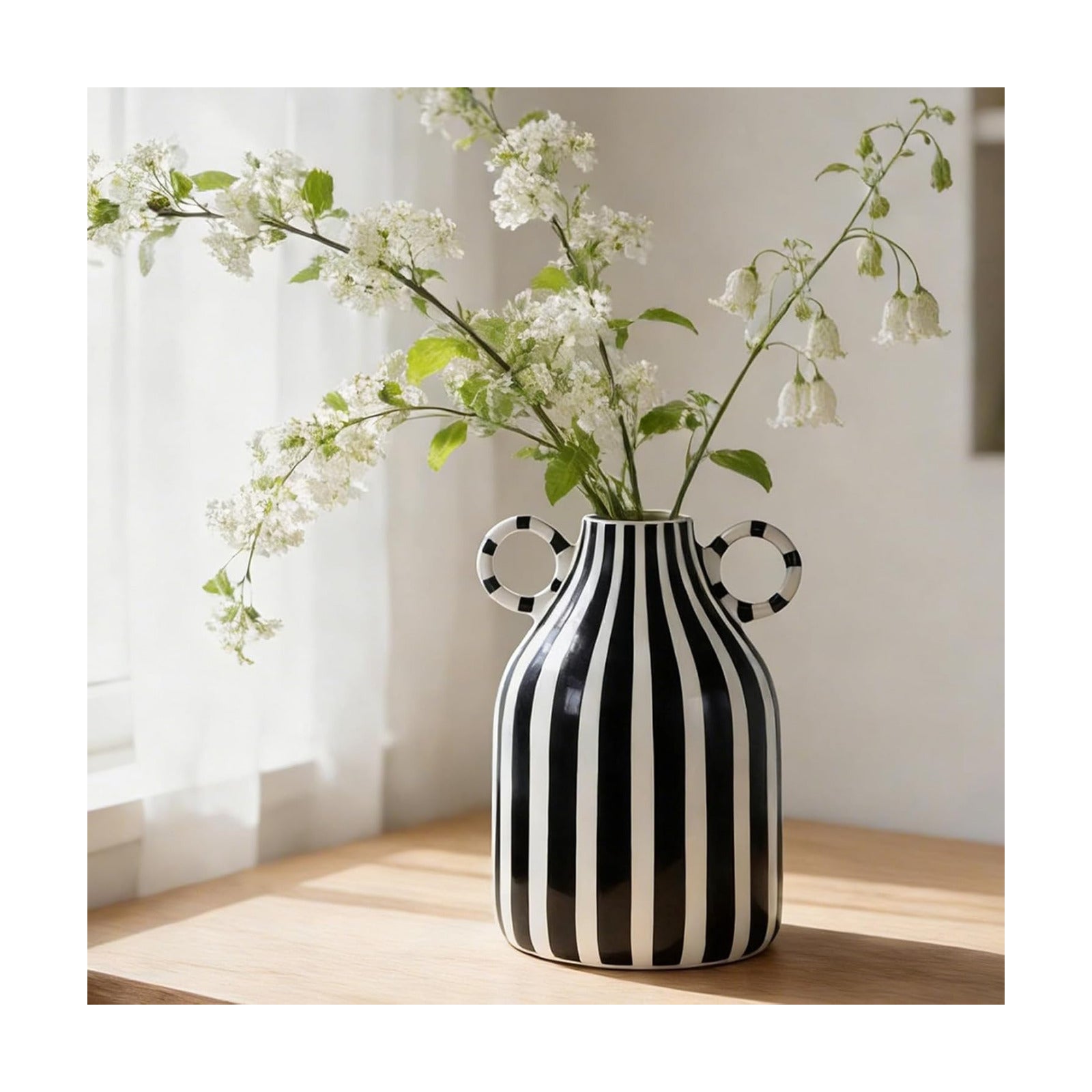 Minimalist Funky Boho Home Accent Vase / Black White