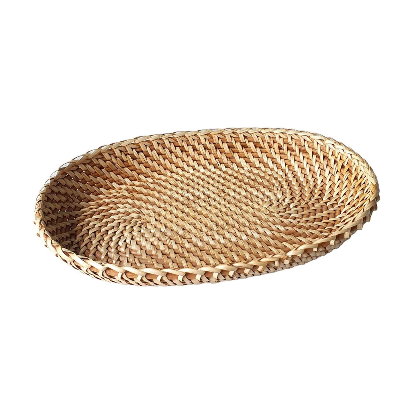 Rattan Bread Basket for Serving " Oval Wicker Fruit Tray Handmade Small / 12 x 8 x 2 / Natural