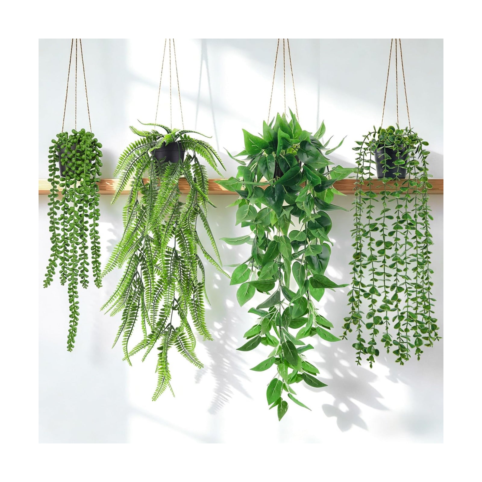 Der Rose 4Pcs Fake Hanging Plants with Lush Cascading Greenery