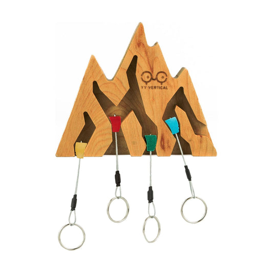 Mountain Decor Keyholder in Wood Wall Decor Gifts for Mountain Climbers 4 Key Rings / Cherry Wood