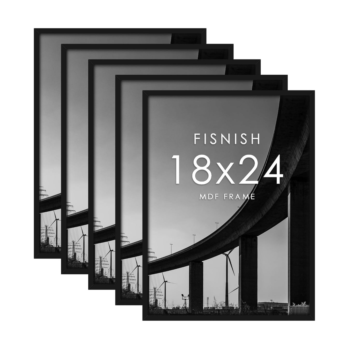 18x24 Frame Black 5 Pack, for Horizontal or Vertical Wall Mounting | Poster Frames 18 x 24, for Photos, Artwork; Fits