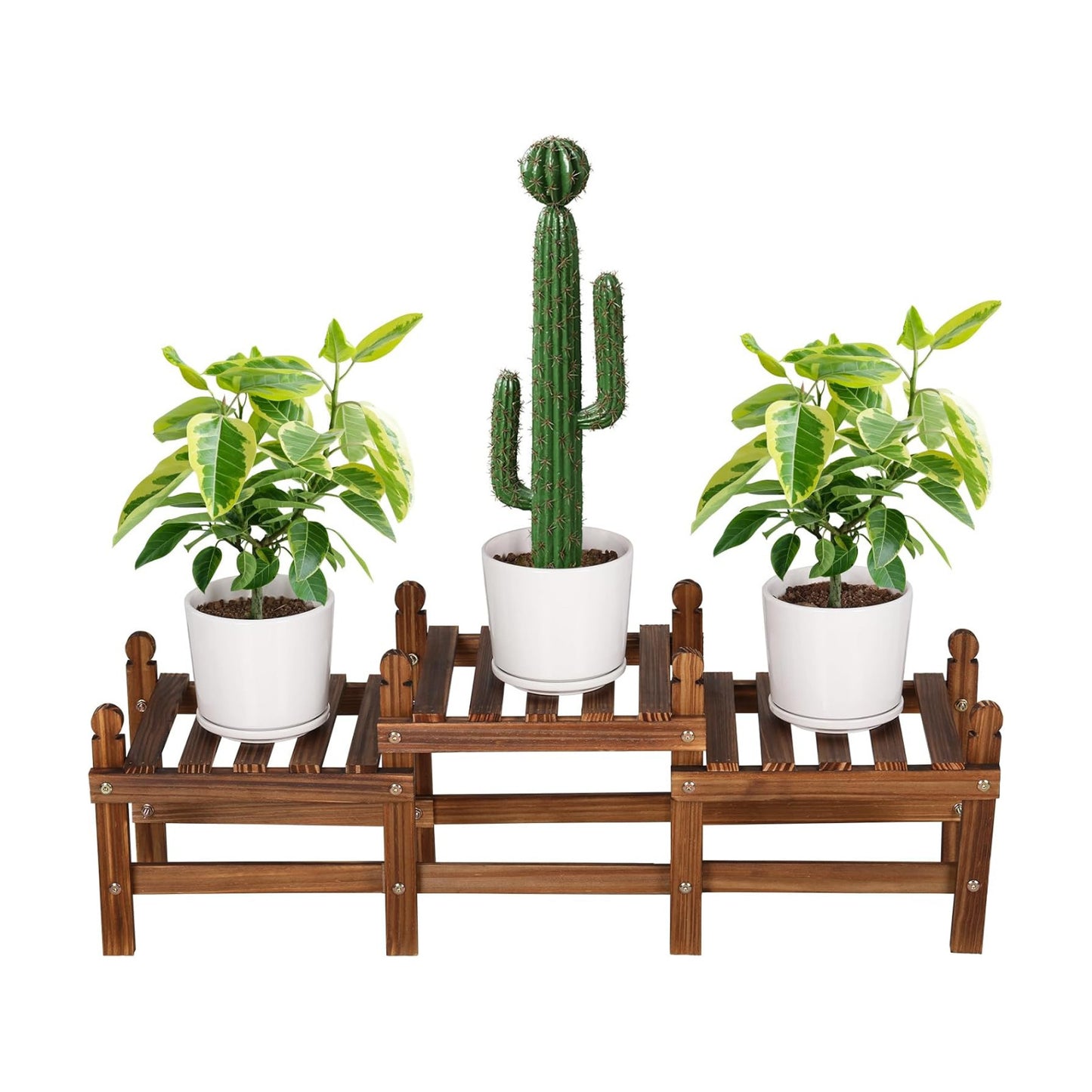 3 Tier Plant Stand Indoor,Wood Low Plant Bench for Multiple Plants | Corner Flower Pot Stand Long Plant Holder Window