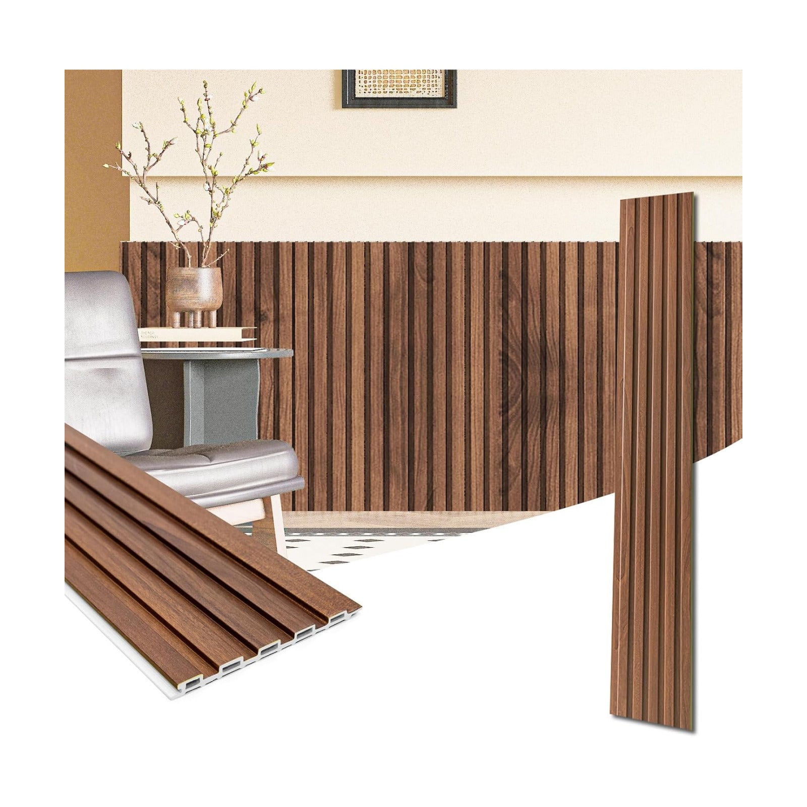 WPC Wainscoting Panels / 48" * 6 / Teak / 48 x 6 / Set of 16