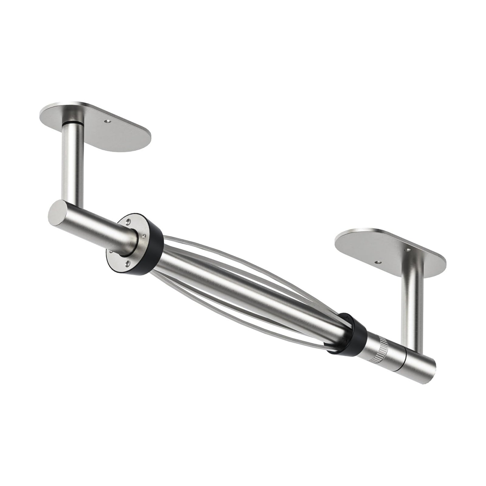 Paper Towel Holder Under Cabinet One Hand Operable, Silver | Round Base,Damping Effect, Drill Wall Mount or