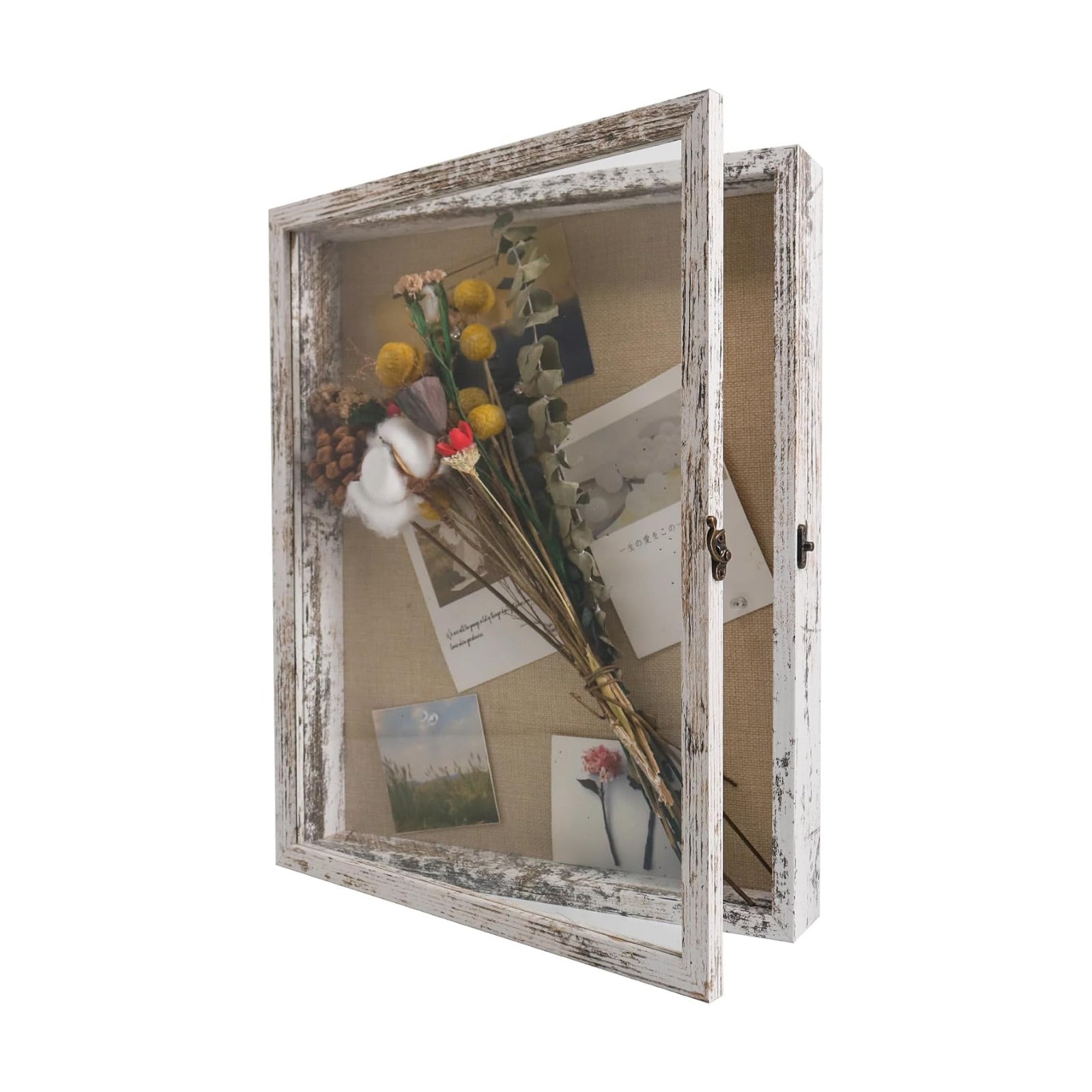 GraduatePro Shadow Box Frame 13X16 Display Case with Linen Back, Real Glass Window Door with Hinge, Picture Frame