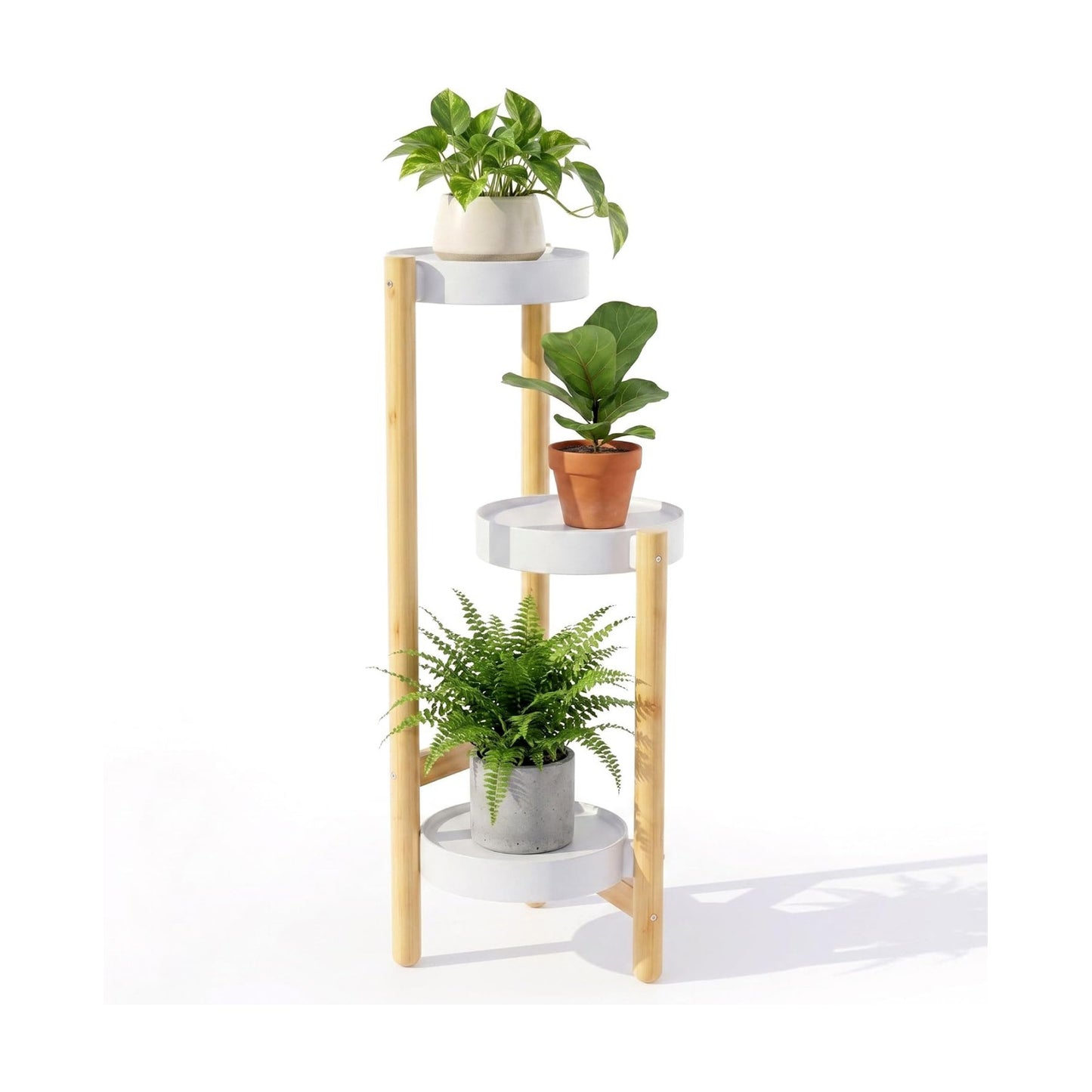 APRTAT 3-Tier Tall Bamboo Plant Stand for Indoor Plants | Natural Bamboo Waterproof Coating Enhanced Stability Easy