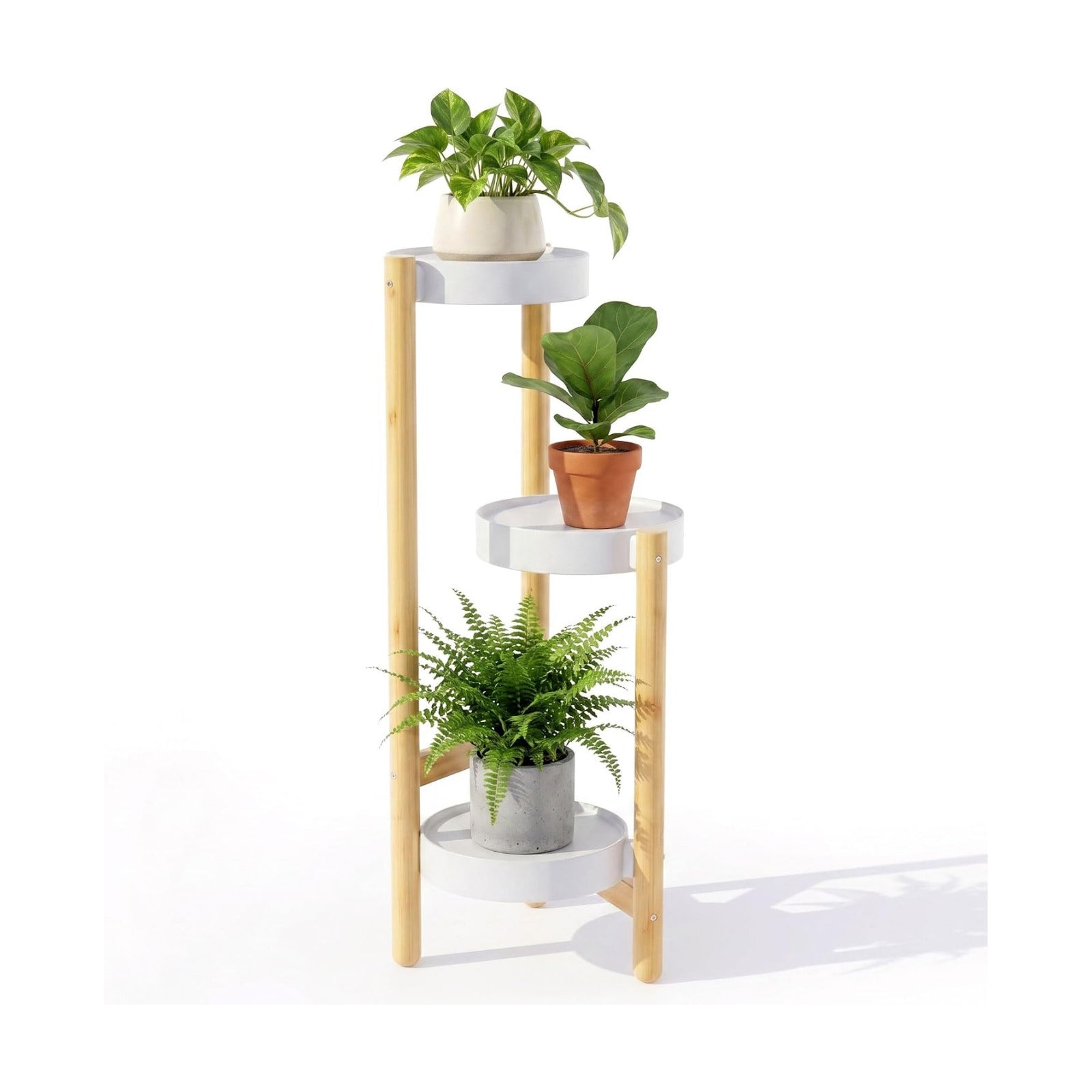 APRTAT 3-Tier Tall Bamboo Plant Stand for Indoor Plants | Natural Bamboo Waterproof Coating Enhanced Stability Easy