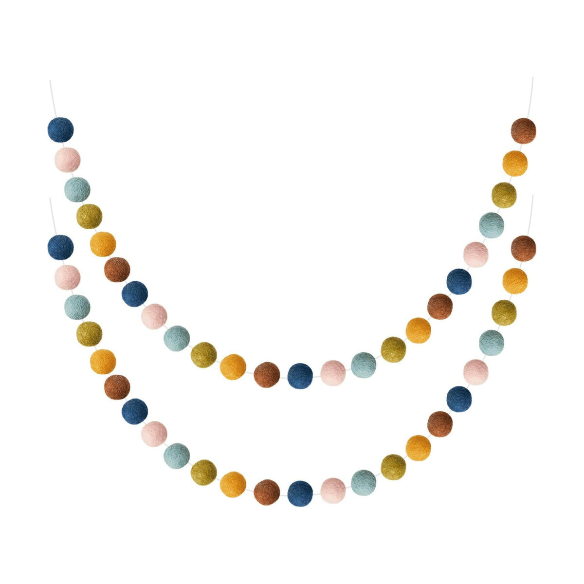 WILLBOND 2 Pieces Felt Pom Ball Garland,Multicolor