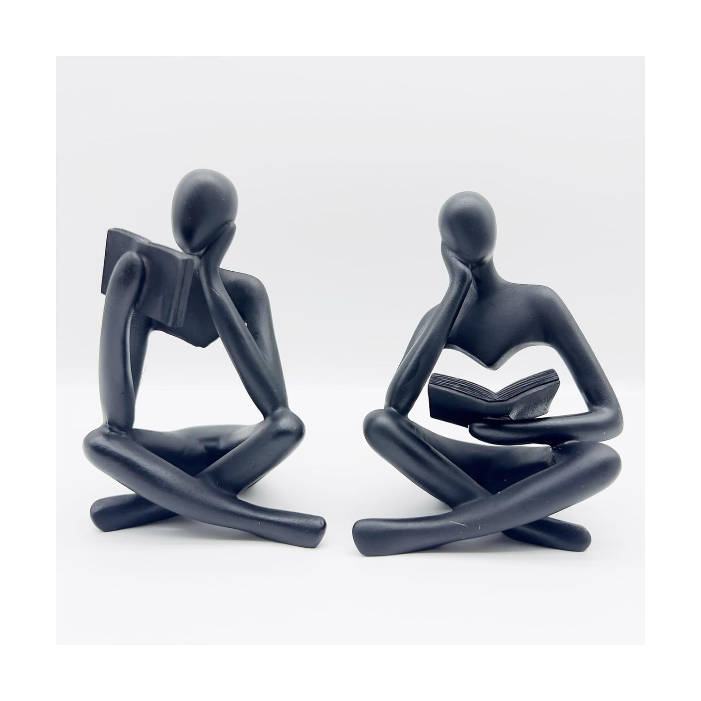 Home Decor Reading Thinker Statue Modern Figurines Abstract Aesthetic Sculpture / Black / Set of 2