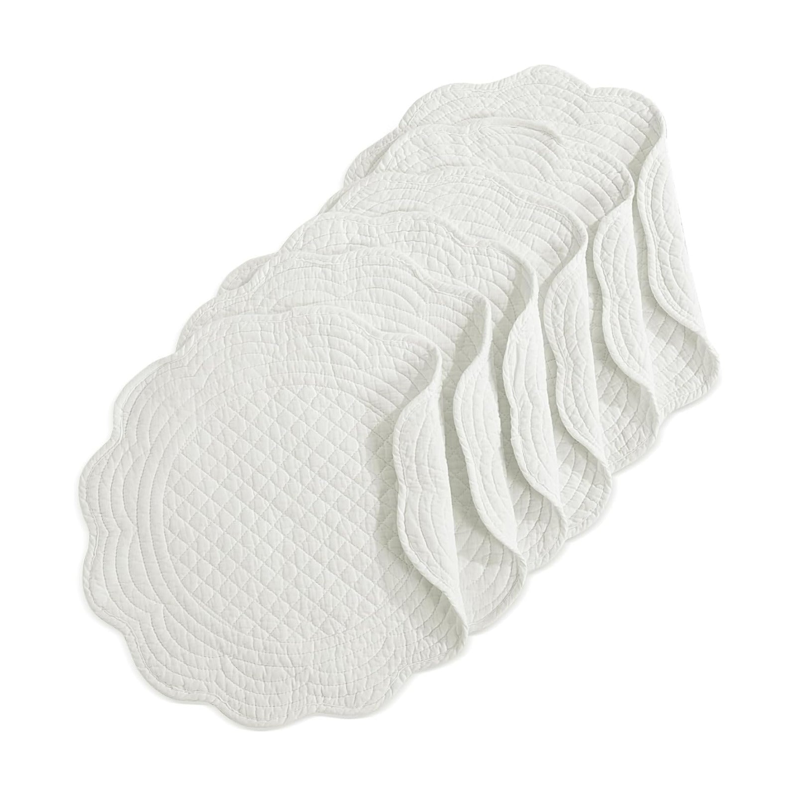 HOMBYS Quilted Placemats Set of 6 Washable Round Placemats for Kitchen Table-100% Cotton Fabric 14 Inch Round Table