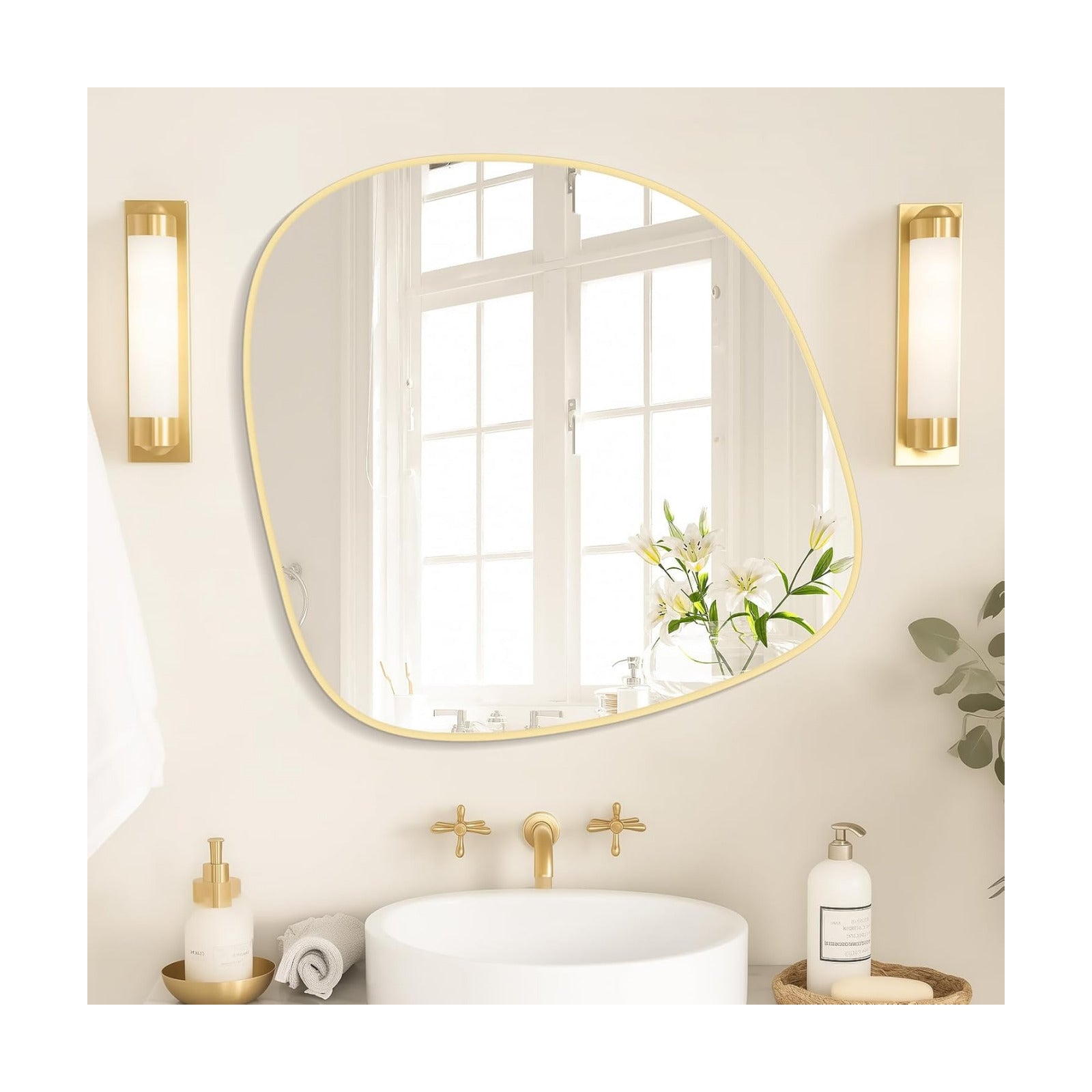 Irregular Wall Mirror / Gold New / 27"L x 26"W
