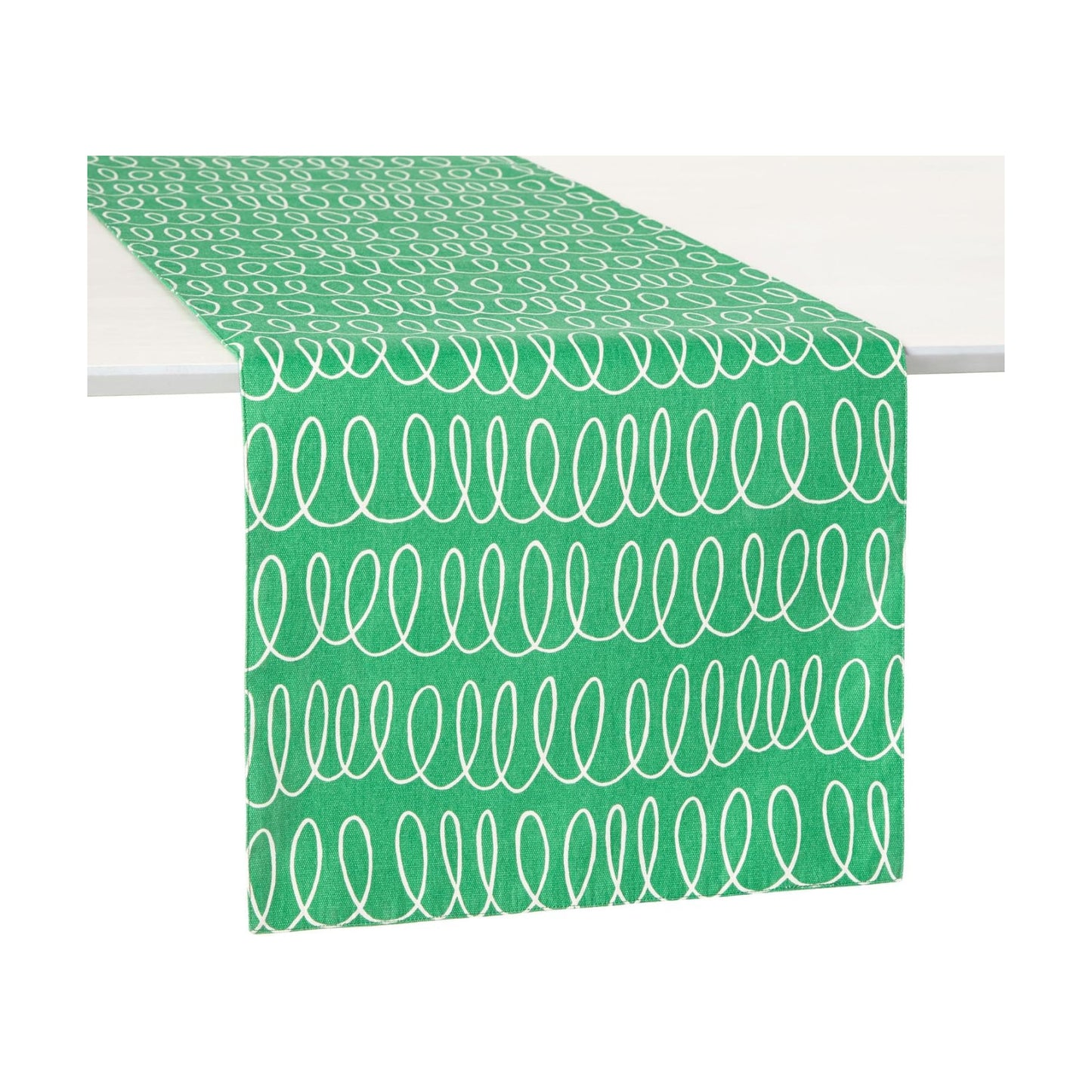 kate spade new york in The Loop & Joy Dot Reversible Table Runner, 100% Cotton, Machine Washable, Green/Cream, 15"x108"