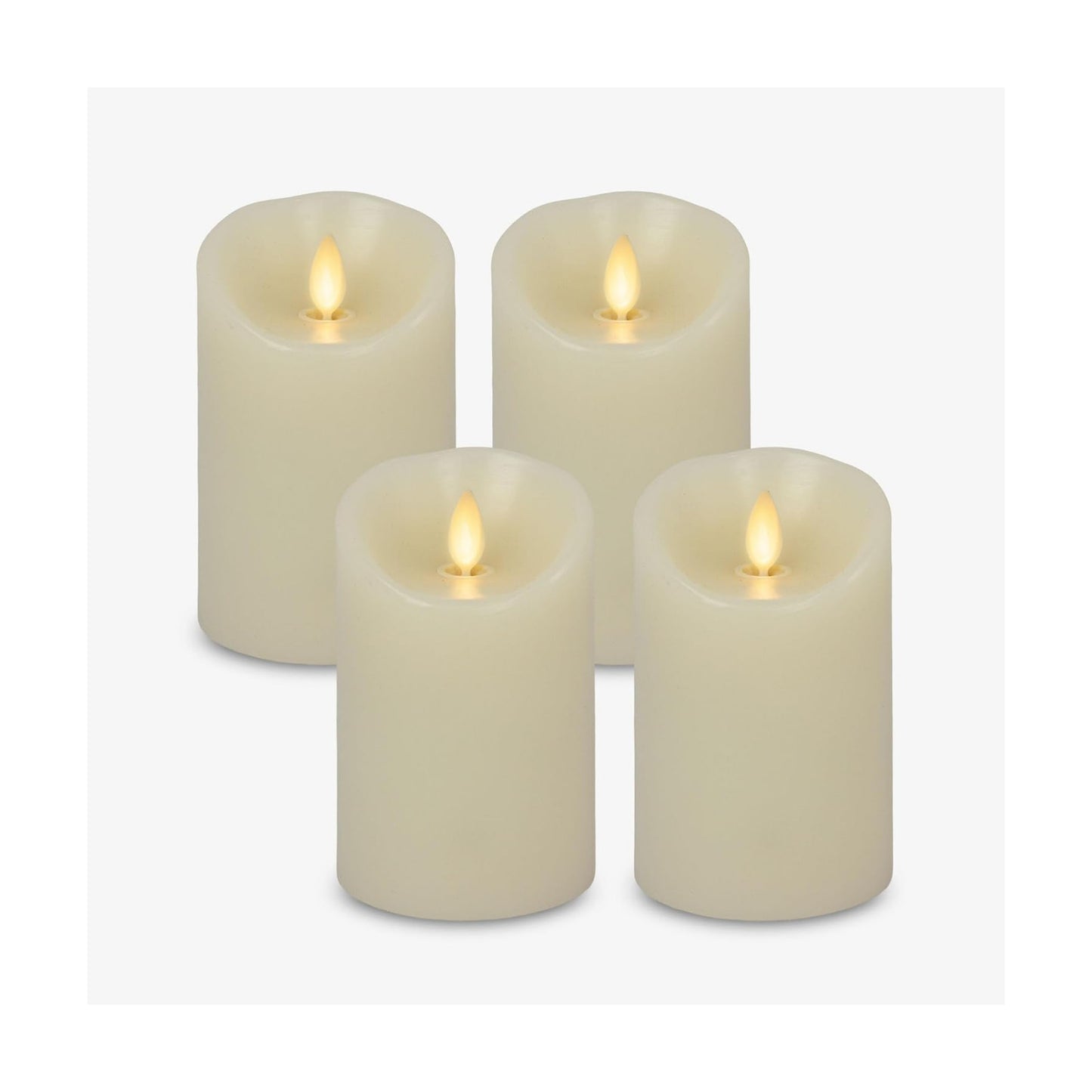 Luminara - Flameless LED Battery Operated Flickering Pillar Candles - Ivory - Pack of 4-3x4.5 - Realistic Moving Flame