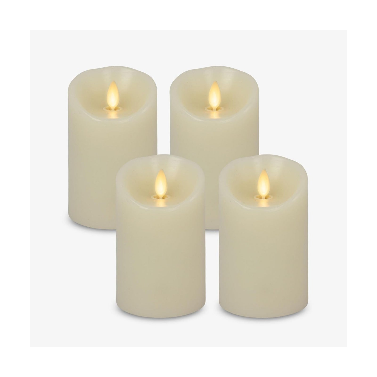 Luminara - Flameless LED Battery Operated Flickering Pillar Candles - Ivory - Pack of 4-3x4.5 - Realistic Moving Flame