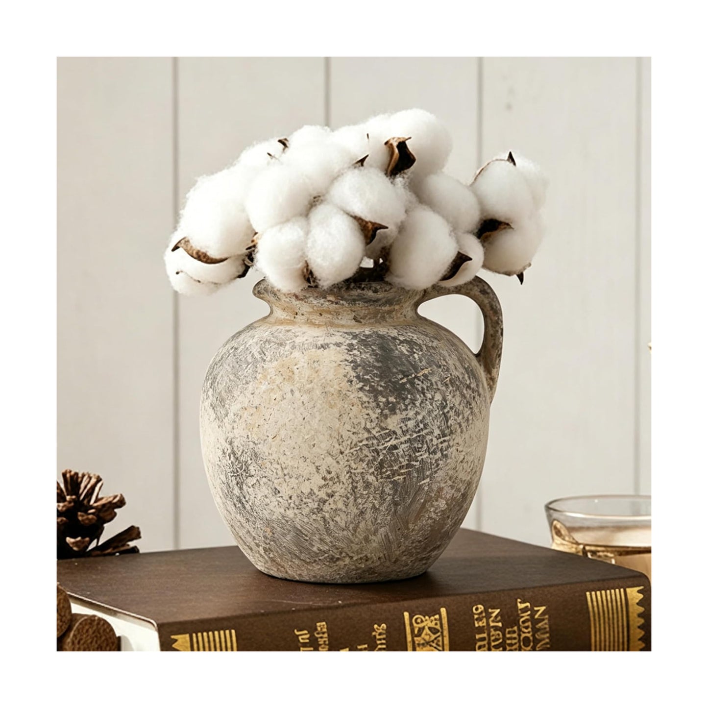 Rustic Vase / Farmhouse Ceramic Vase Boho Decor Decorative Vase / Gray- 5.6 / 5.6 Inch