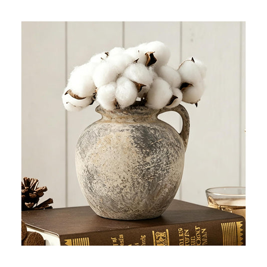 Rustic Vase / Farmhouse Ceramic Vase Boho Decor Decorative Vase / Gray- 5.6 / 5.6 Inch