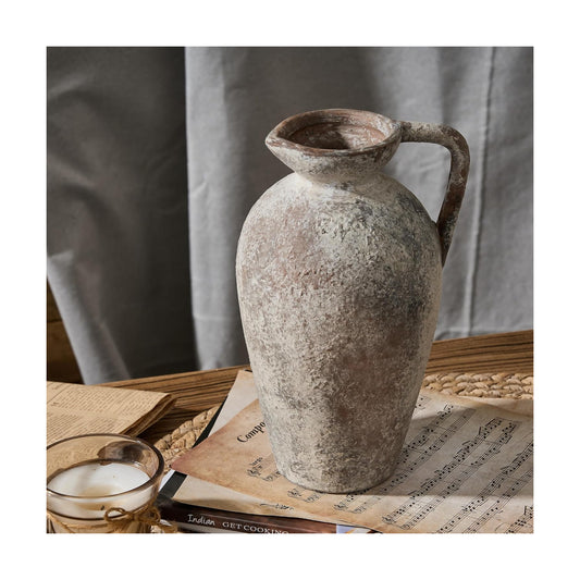 Rustic Vase / Antique Ceramic Vase / Gray- 9.3 / 9.3 Inch