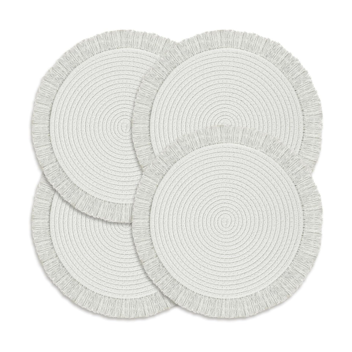 Round Placemats Set of 4 Table Mats 13Inch Washable Cotton Heat Resistant for Dining Table Decor, Farmhouse Thick Rustic Kitchen Placemats Non-Slip Hand Woven Boho Placemats for Thanksgiving Christmas