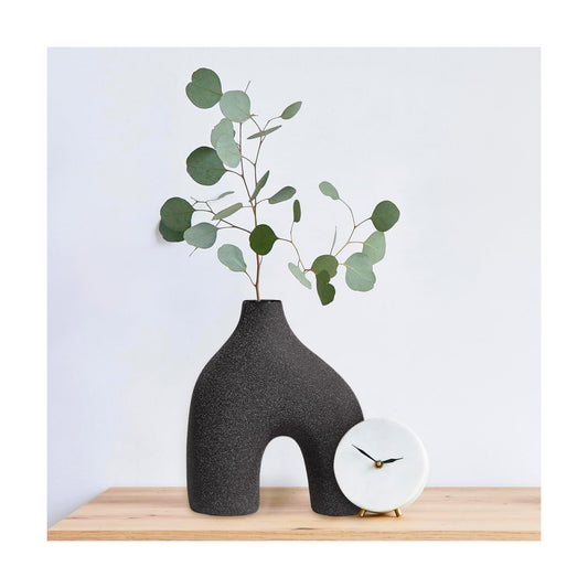 Modern Round U-Shaped Vase / 8 x 3.35 x 9.3 / Black - U-shaped