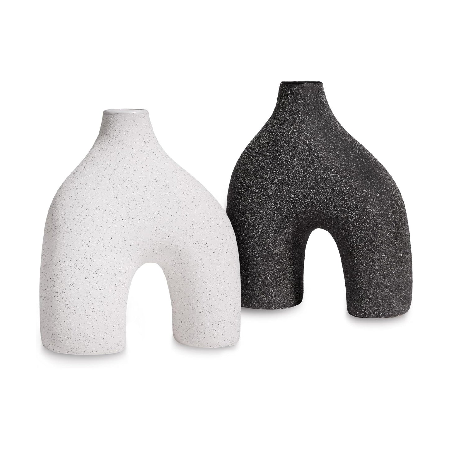 Modern Round U-Shaped Vase / 8 x 3.35 x 9.3 / White/black - U-shaped / Set of 2