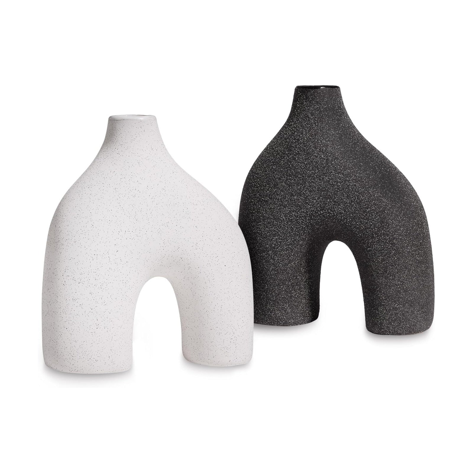 Modern Round U-Shaped Vase / 8 x 3.35 x 9.3 / White/black - U-shaped / Set of 2
