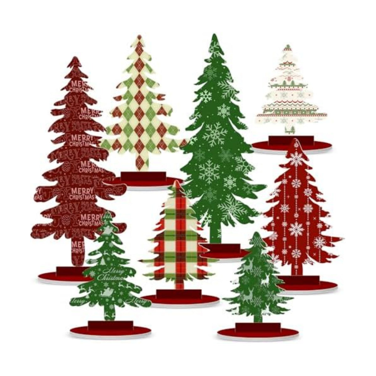Namalu 16 Pcs Joy Christmas Tree Centerpiece Buffalo Plaid Snowflake