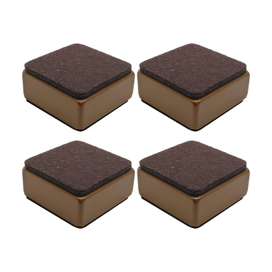 Self-Adhesive Furniture Bed Risers / Brown, Square / 2.4"L x 2.4"W x 1.2"H / Set of 4