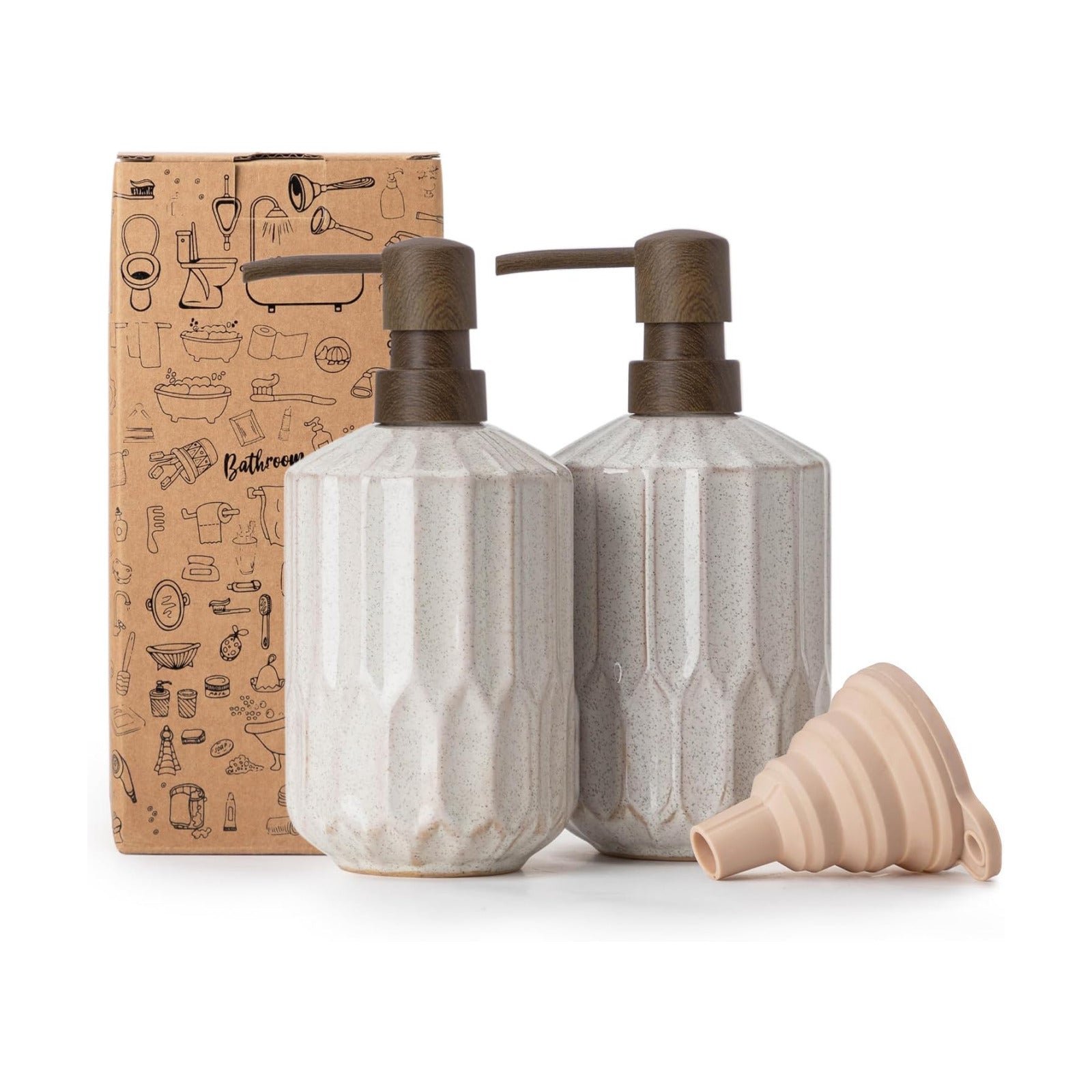 Bathroom Soap Dispenser Set, 16 OZ Ceramic Hand Soap Dispenser for Bathroom, Luxurious Hand and Dish Soap Dispenser Set