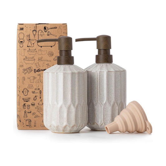 Bathroom Soap Dispenser Set, 16 OZ Ceramic Hand Soap Dispenser for Bathroom, Luxurious Hand and Dish Soap Dispenser Set